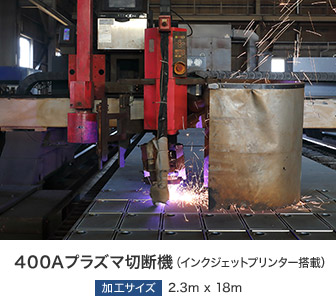 400Aプラズマ切断機(インクジェットプリンター搭載) 加工サイズ 2.3m x 18m